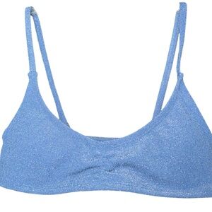 NWT Aeropostale small metallic sparkly blue bandeau bikini top adjustable straps